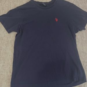 Navy t shirt with red logo
